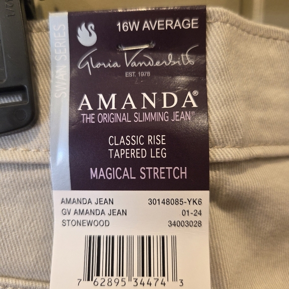 NWT Gloria Vanderbilt Amanda Stonewood Jeans 16W Classic Rise Tapered Leg - Picture 7 of 10